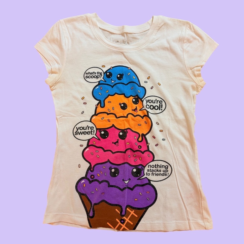Y2K Justice Graphic Baby Tee Ice Cream Cone Glitter Accents Scene #19